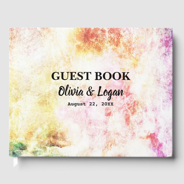Abstract Spring Colours Wedding Guest Book (Front)