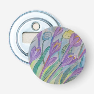 Abstract Spring Crocus Button Bottle Opener