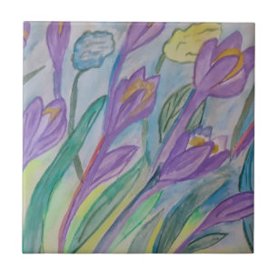 Abstract Spring Crocus Ceramic Tile