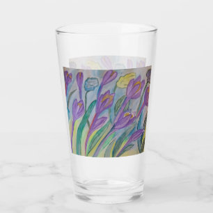 Abstract Spring Crocus Glass Tumbler