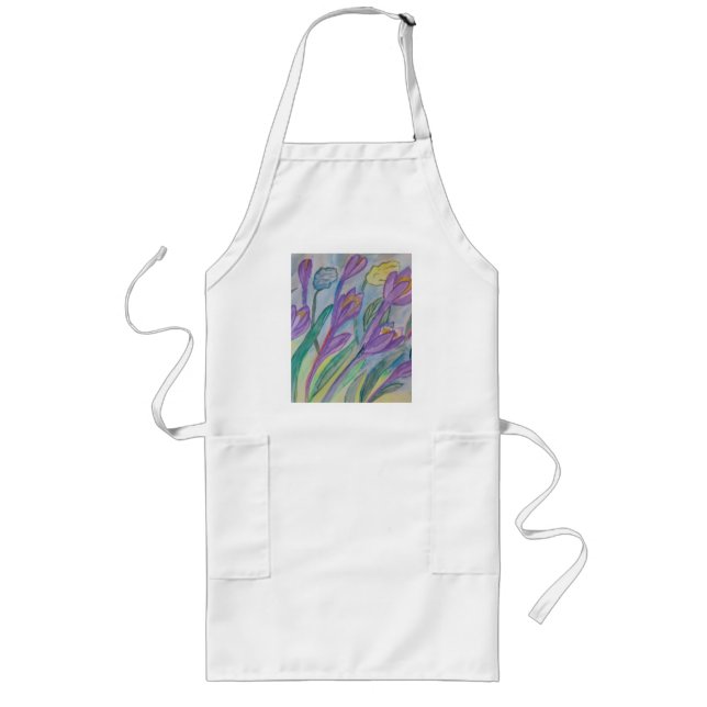 Abstract Spring Crocus Long Apron (Front)