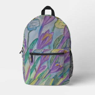 Abstract Spring Crocus Printed Backpack