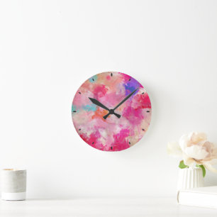 Abstract Spring Flower Field Round Clock