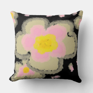 Abstract Spring Flowers (pink/black) Cushion