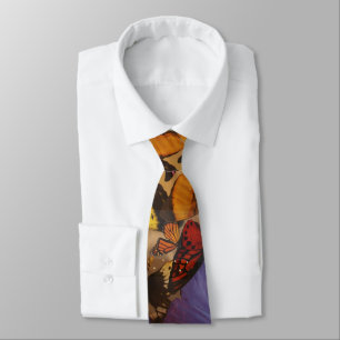 abstract spring purple orange burgundy butterfly tie