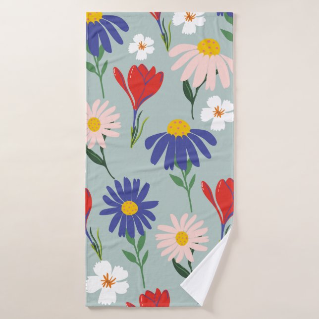 Abstract spring seamless pattern with colourful fl bath towel (Bath Towel)