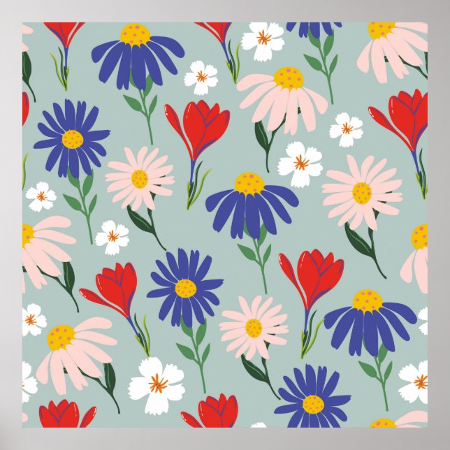 Abstract spring seamless pattern with colourful fl poster (Front)