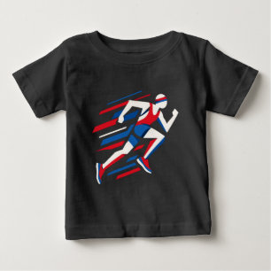 Abstract Sprinters Red White Blue Geometric Race A Baby T-Shirt