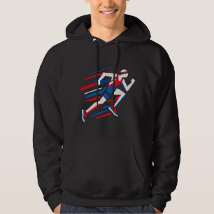 Abstract Sprinters Red White Blue Geometric Race A Hoodie