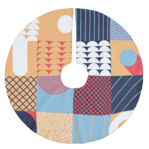 Abstract square artwork: geometric design. brushed polyester tree skirt