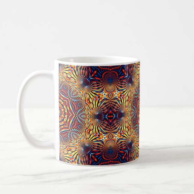 Abstract square background. Symmetric round decora Coffee Mug (Left)