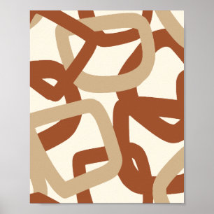 Abstract Square Tangle Earthy Neutral Geometric Poster