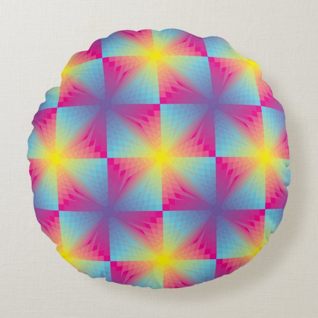 Abstract square vector mosaic round cushion (Front)