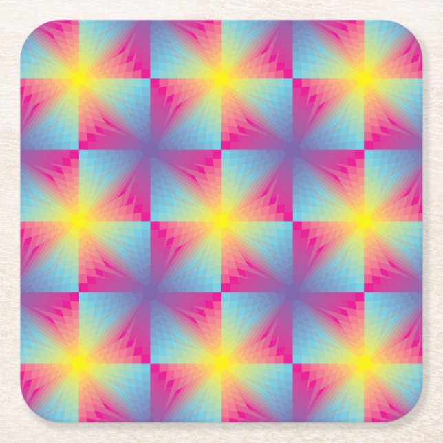 Abstract square vector mosaic square paper coaster (Front)