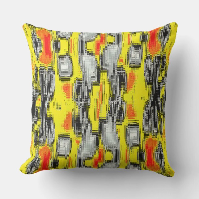Abstract squares formed from scratches over yellow cushion (Front)