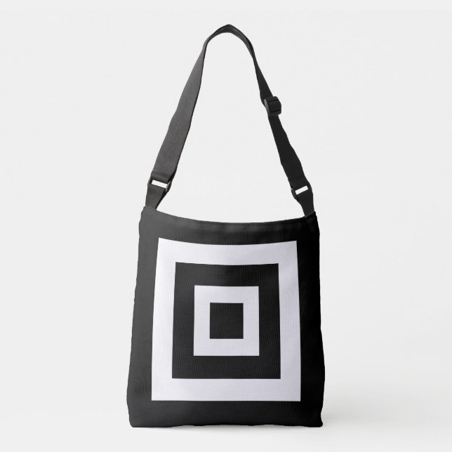 Abstract Squares on Black & White Crossbody Bag (Front)