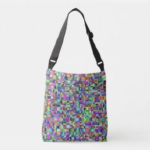 Abstract Squares Shapes Multicolor Pattern Crossbody Bag