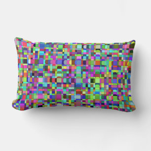 Abstract Squares Shapes Multicolor Pattern Lumbar Cushion