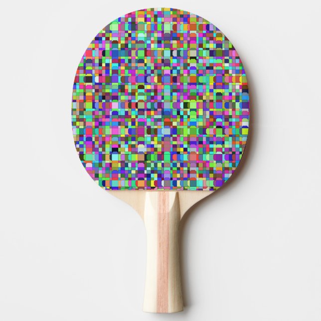 Abstract Squares Shapes Multicolor Pattern Ping Pong Paddle (Front)
