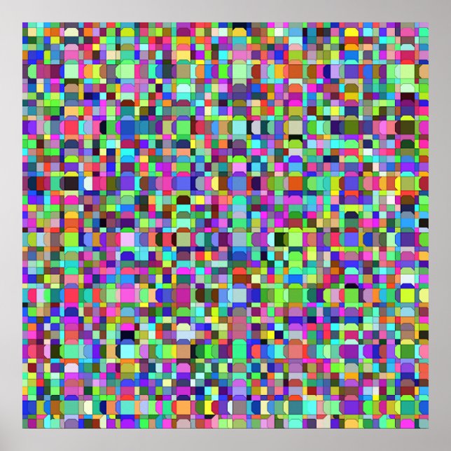 Abstract Squares Shapes Multicolor Pattern Poster (Front)