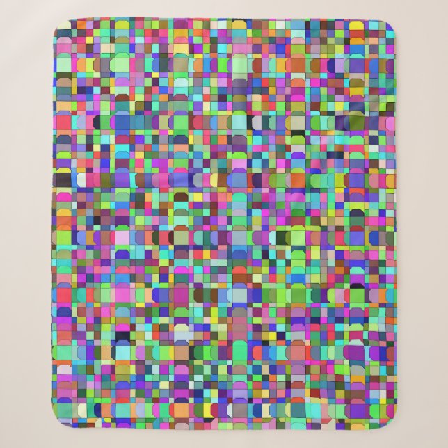 Abstract Squares Shapes Multicolor Pattern Sherpa Blanket (Front)