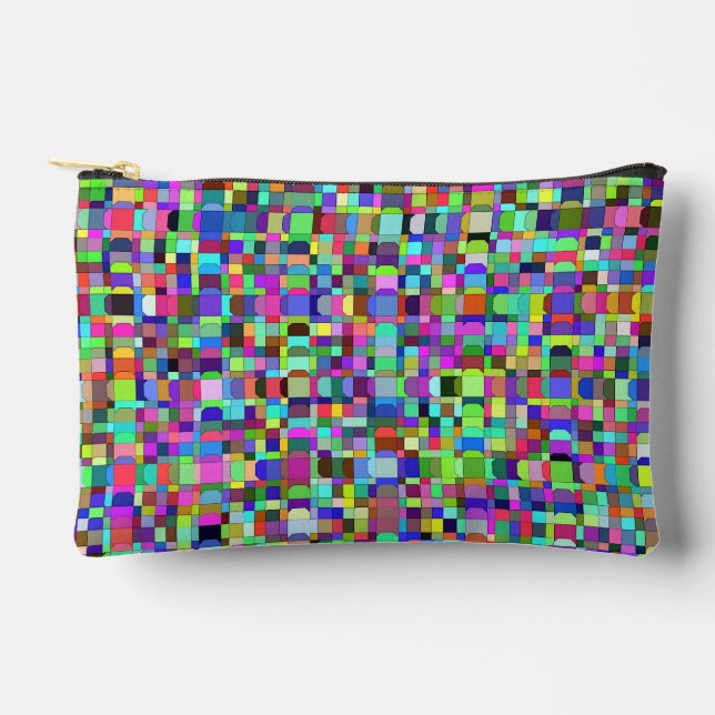 Abstract Squares Shapes Multicolor Pattern Small Accessory Pouch (Front)