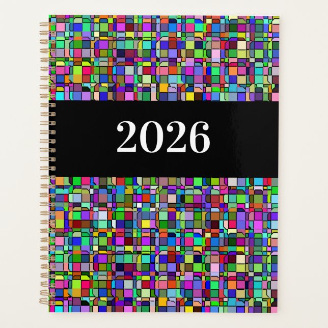 Abstract Squares Shapes Multicolor Personalise Planner (Front)
