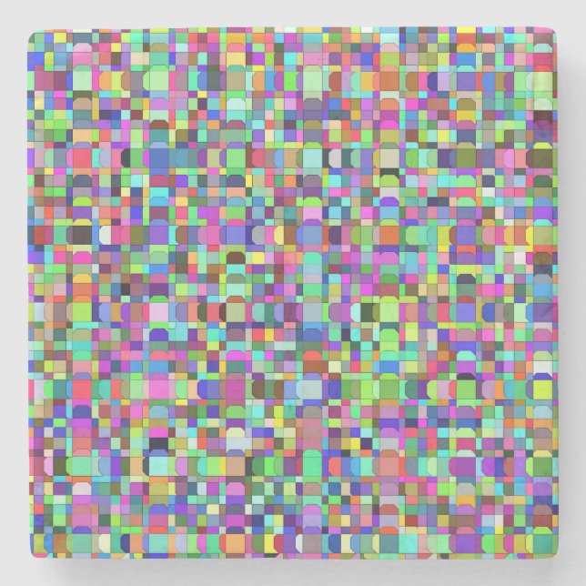 Abstract Squares Shapes Multicolor Stone Coaster (Front)