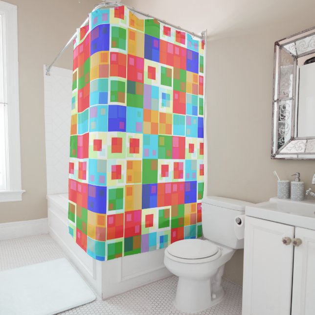 abstract squares shower curtain (In Situ)
