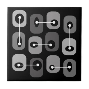 Abstract Squishy Cubes Black Silver Tile