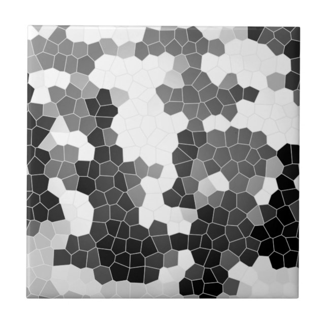 Abstract Stained Glass Black White Grey Mosaic Tile (Front)