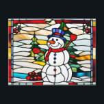 Abstract Stained Glass Christmas Snowman  Holiday Postcard<br><div class="desc">Festive Holiday snowman</div>