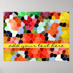 Abstract Stained Glass Colourful Yellow Red Mosaic Poster