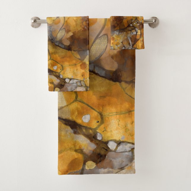 Abstract, stained glass, contemporary painting bath towel set (Insitu)