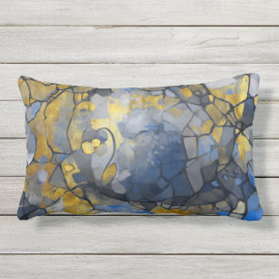 Abstract, stained glass, contemporary painting lumbar cushion