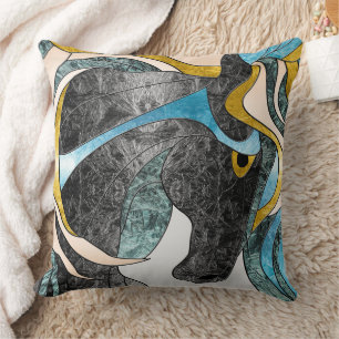 Abstract Stained Glass Horse Art – Modern Equine Cushion