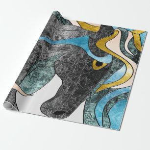 Abstract Stained Glass Horse Art – Modern Equine Wrapping Paper
