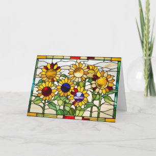 Abstract Stained Glass Sunflowers  Card