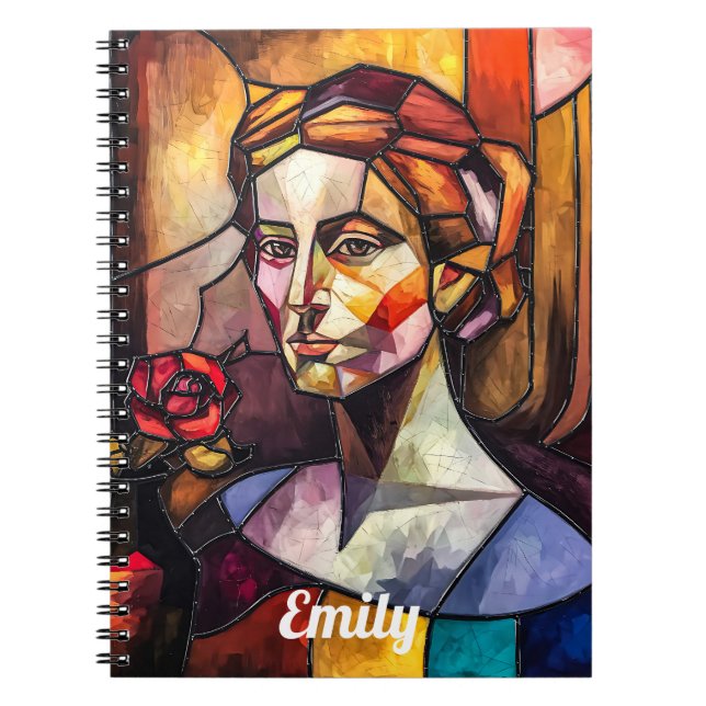 Abstract Stained Glass Woman Portrait  Notebook (Front)