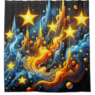 Abstract Star Design Shower Curtain