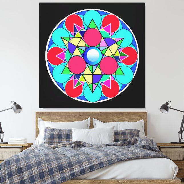 Abstract Star Flower Canvas Print (Insitu(Bedroom))