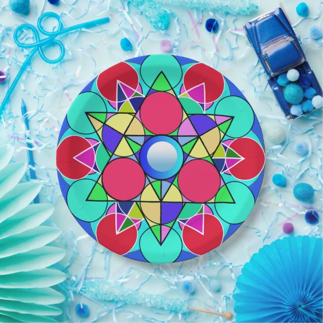 Abstract Star Flower Paper Plate (Party)