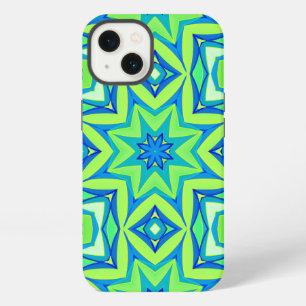 Abstract Star Geometric - Lime Green and Blue iPhone 13 Case