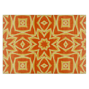 Abstract Star Geometric Orange and Gold Cutting Board