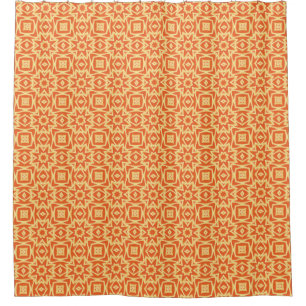 Abstract Star Geometric - Orange and Gold Shower Curtain