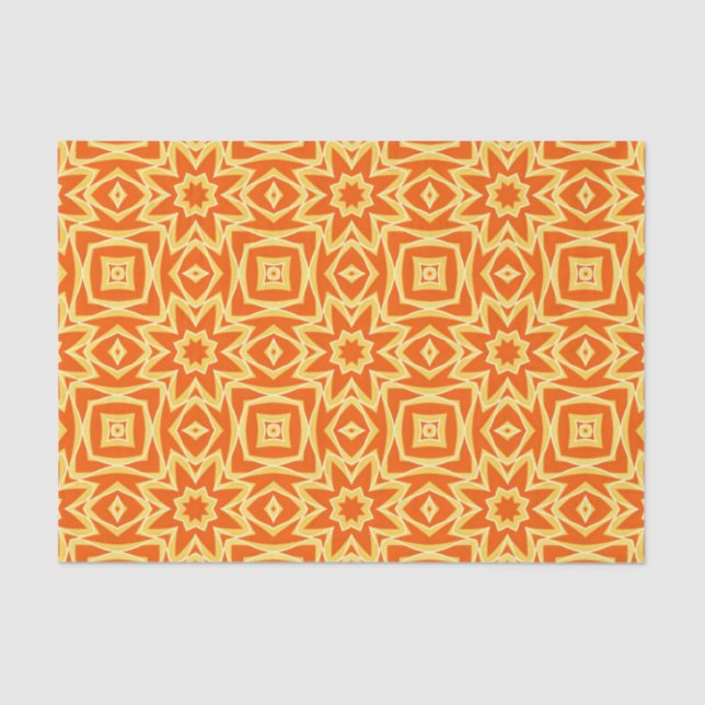 Abstract Star Geometric - Orange and Gold  Tissue Paper (Front)