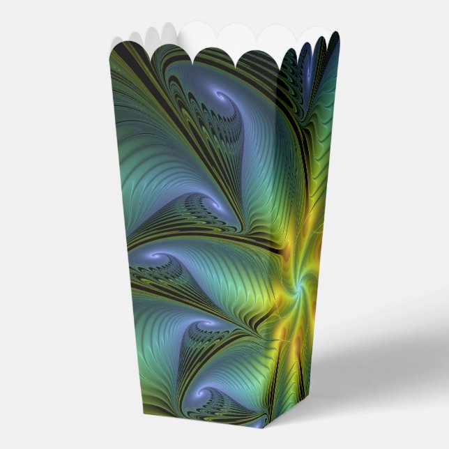 Abstract Star, Shiny Blue Green Golden Fractal Art Favour Box (Back)