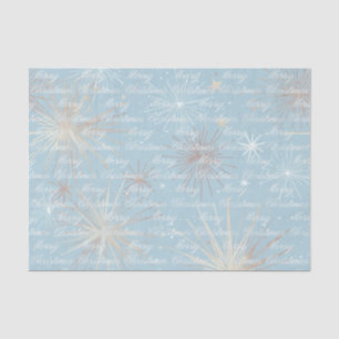 Abstract Starburst Pattern Blue Merry Christmas Tissue Paper