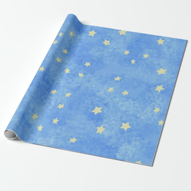 Abstract Starry Blue Sky Wrapping Paper (Unrolled)