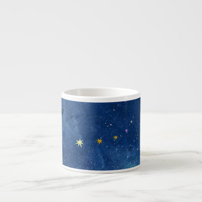  Abstract Starry Sky Watercolor Nebula Galaxy  Espresso Cup (Front)